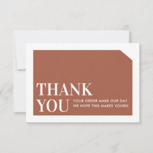 CHIC ORDER INSERT business thank you terracotta Card