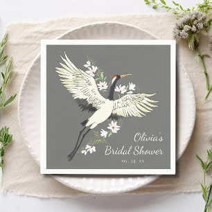 Chic Oriental Crane Bridal Shower Napkin