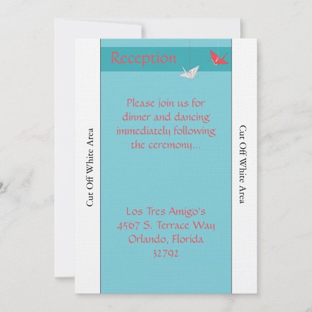Chic Origami Birds Wedding Reception Card (Front)
