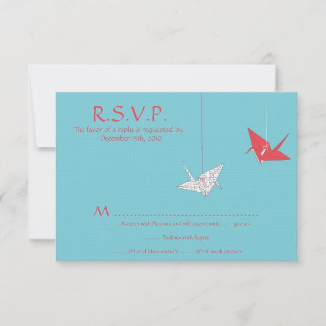 Chic Origami Birds Wedding RSVP Card (Front)