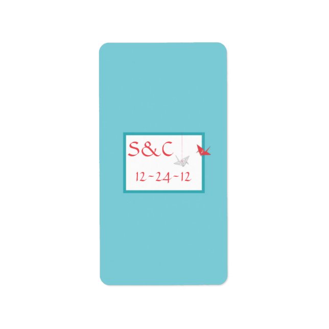 Chic Origami Birds Wedding Small Candy Wrapper Label (Front)