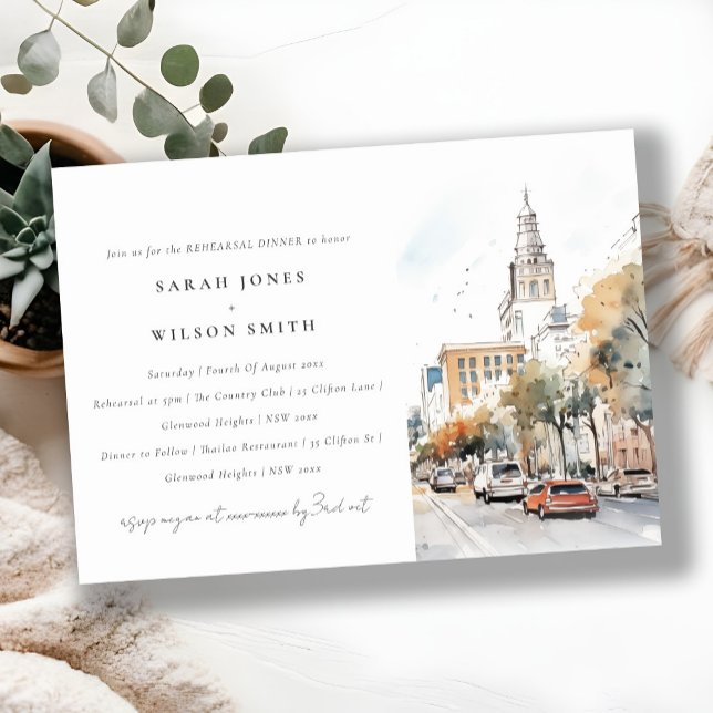 Chic Orlando Florida Skyline Rehearsal Dinner Invitation (Creator Uploaded)