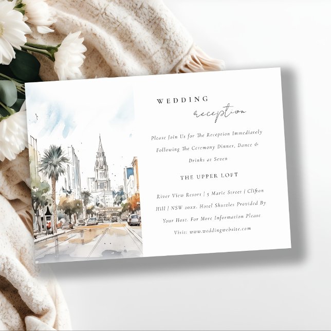Chic Orlando Florida Skyline Wedding Reception Enclosure Card (Creator Uploaded)
