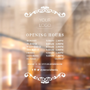 Chic Ornament Custom Business Logo Opening Hours