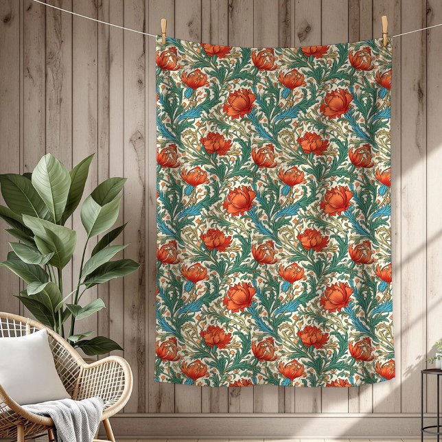 Chic Ornate Botanical Inspired by William Morris Fleece Blanket (Chic Ornate Botanical Inspired by William Morris Fleece Blanket)