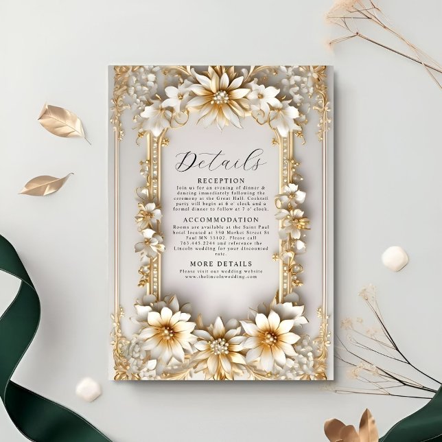 Chic Ornate floral Yellow Style floral Details Enclosure Card (Creator Uploaded)