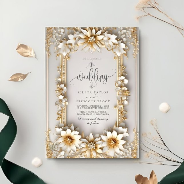 Chic Ornate floral Yellow Style Wedding Invitation (Creator Uploaded)