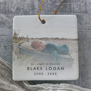 Chic Our Angel In Heaven Baby Photo Memorial Ceramic Ornament