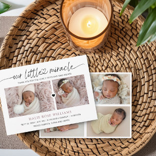 Chic Our Little Miracle Photo Collage Birth Announcement