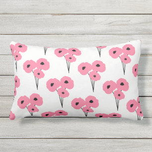 CHIC OUTDOOR PILLOW_MOD PINK & BLACK POPPIES LUMBAR CUSHION