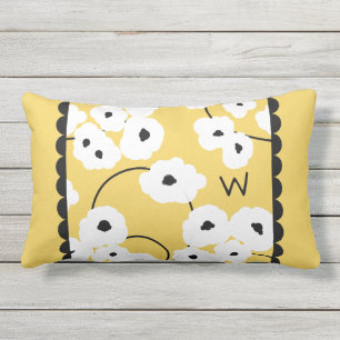 CHIC OUTDOOR PILLOW_MOD WHITE & BLACK POPPIES LUMBAR CUSHION