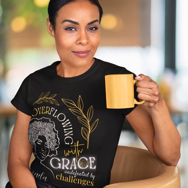 Chic Overflowing with Grace Blooming Afro Hair  T-Shirt (Creator Uploaded)