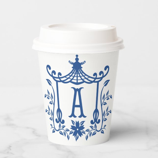 Chic Pagoda Monogram A  Paper Cups (Front)