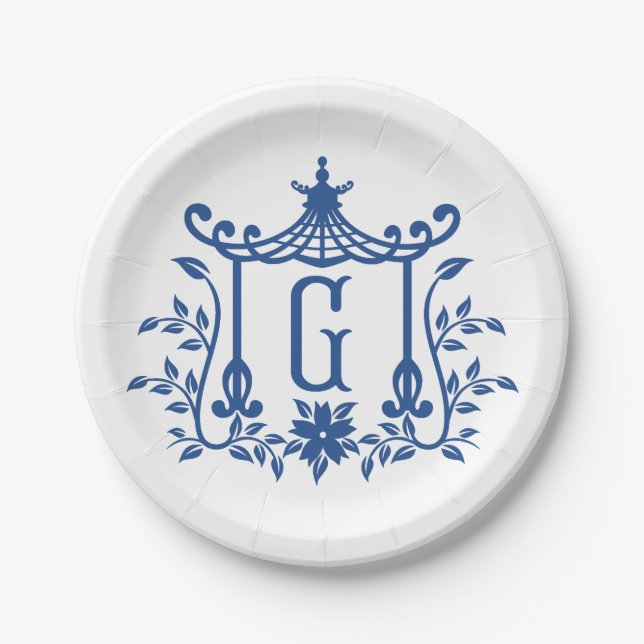 Chic Pagoda Monogram G Paper Plate (Front)
