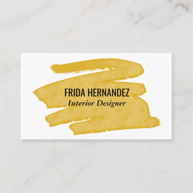 Chic Paint Stripes Elegant Mustard Minimal Earthy  Business Card (Front)