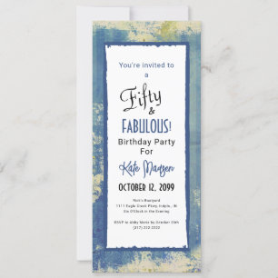 Chic Painted Denim 50 & FABULOUS Surprise Birthday Invitation