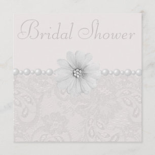 Chic Paisley Lace, Flowers & Pearls Bridal Shower Invitation