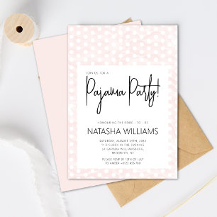 Chic Pajama Party Pastel Pink Polka Dots  Invitation