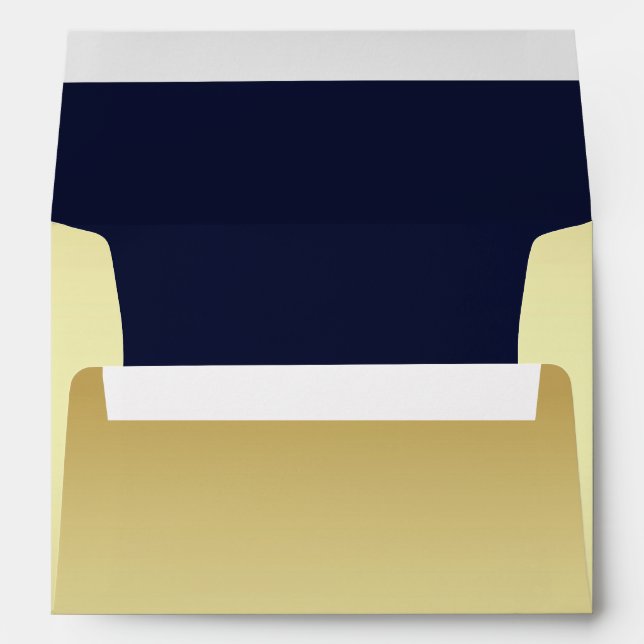 Chic Pale Gold and Navy Blue Custom Envelopes (Back (Bottom))