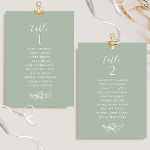 Chic  Pale Green Seating Plan Cards w/ Guest Names