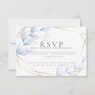 Chic Pale Lilac and Dusty Blue Foliage RSVP Card