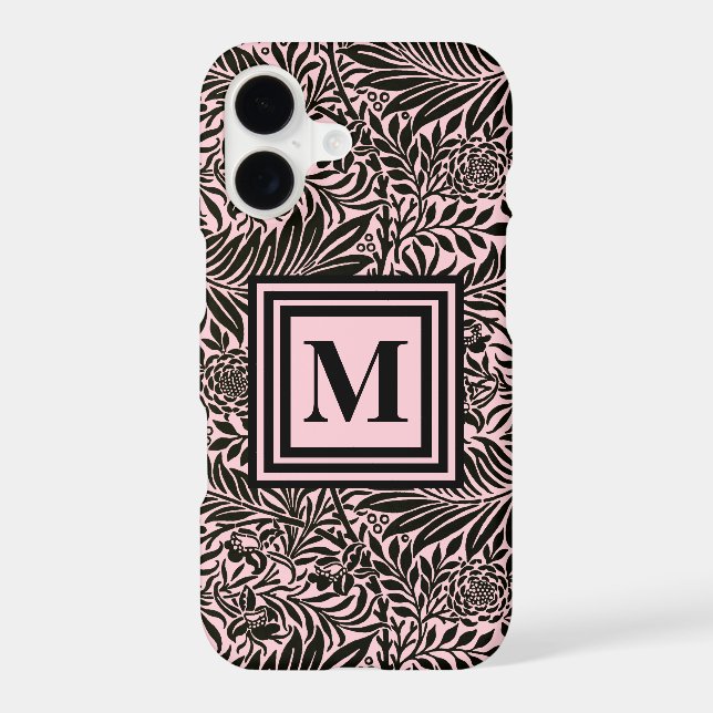Chic Pale Pink Botanical foliage Pattern Monogram (Back)