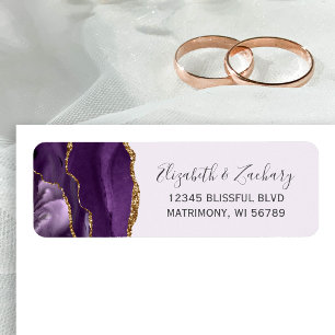 Chic Pale Purple Gold Wedding Return Address Label