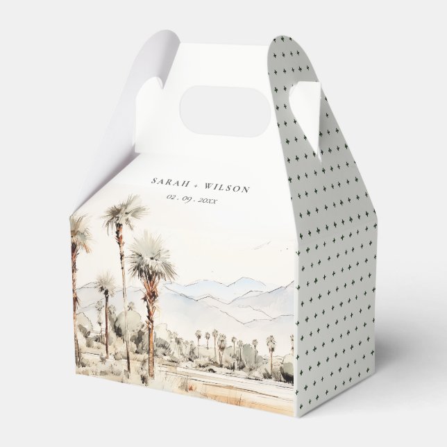 Chic Palm Springs California Landscape Wedding Favour Box (Front Side)