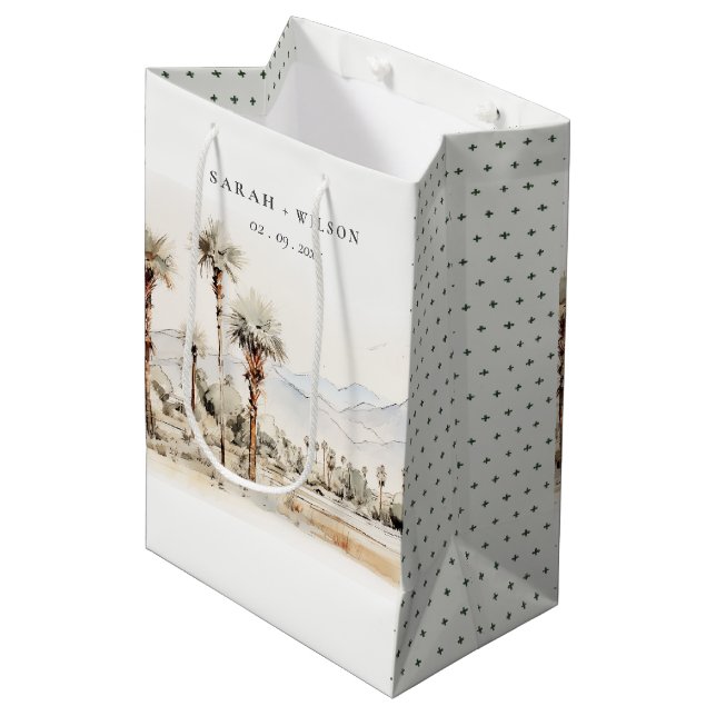 Chic Palm Springs California Landscape Wedding Medium Gift Bag (Front Angled)