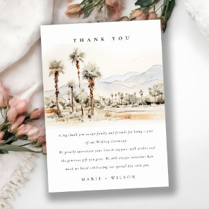 Chic Palm Springs California Landscape Wedding Thank You Card