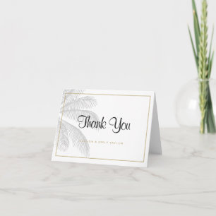 Chic Palm Tree & Gold Custom Wedding Thank You Card