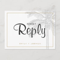 Chic Palm Tree & Gold Wedding RSVP Custom
