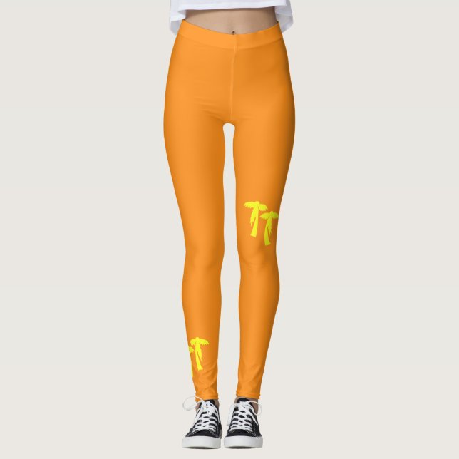 Chic Palm Trees - Orange & Yellow Leggings (Front)