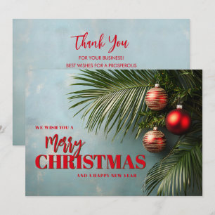 Chic Palms and Ornaments Business Logo Christmas Holiday Card