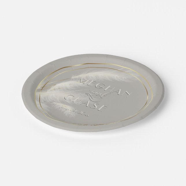 Chic Pampas Grass Paper Plate (Angled)