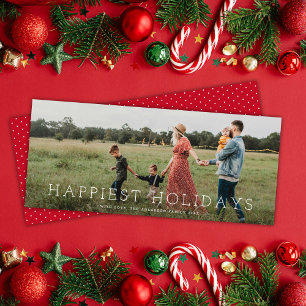Chic Panoramic Simple Minimalist 1 Photo Christmas Holiday Card
