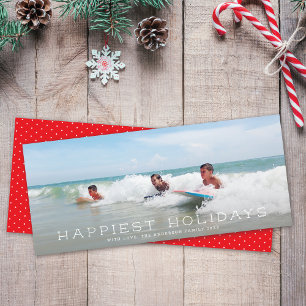 Chic Panoramic Simple Minimalist 1 Photo Christmas Holiday Card