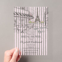 Chic Paris Cafe Pink White Stripes Bridal Shower