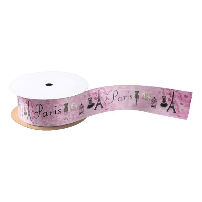 Chic Paris Eiffel Tower Fashion Satin Ribbon (Spool)