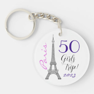 Chic Paris Eiffel Tower Girls Trip 50th Birthday Key Ring