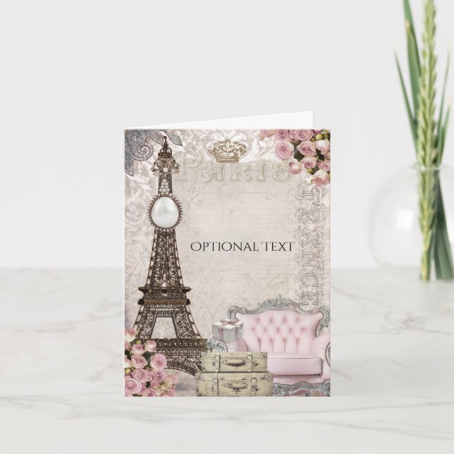 Chic Paris Eiffel Tower & Roses Elegant Thank You (Front)