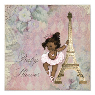 Chic Paris Ethnic Princess Ballerina Baby Shower Invitation