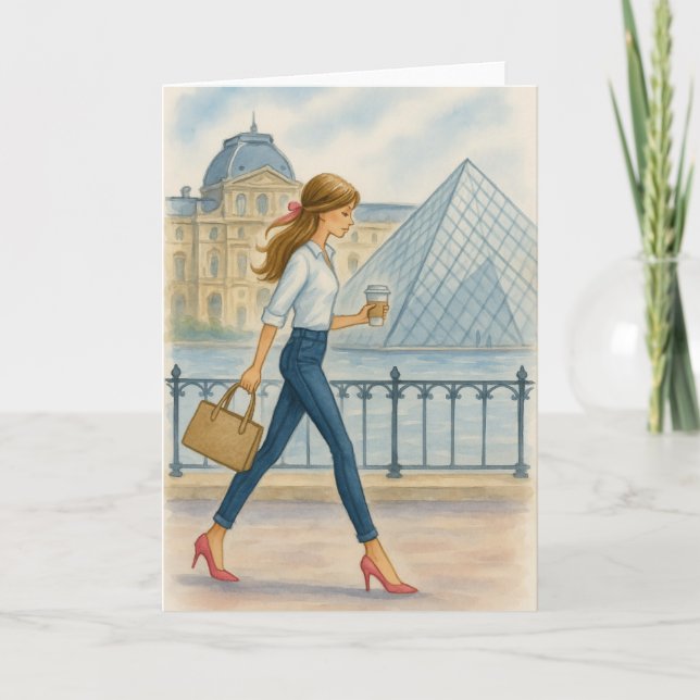 Chic Paris Girl by The Louvre Card (Front)