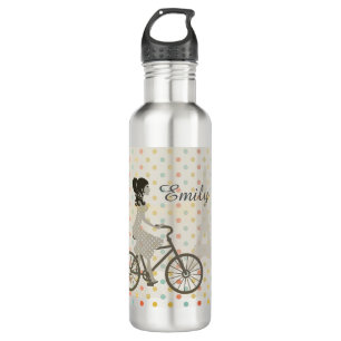 Chic Paris Girl Riding Bike 710 Ml Water Bottle