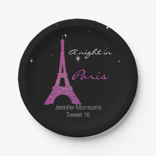 Chic Paris Themed Sweet 16 Custom Paper Plates
