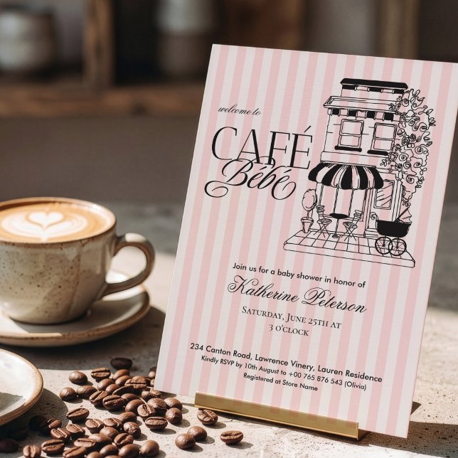 Chic Parisian Café Bébé French Baby Shower Invitation (Creator Uploaded)