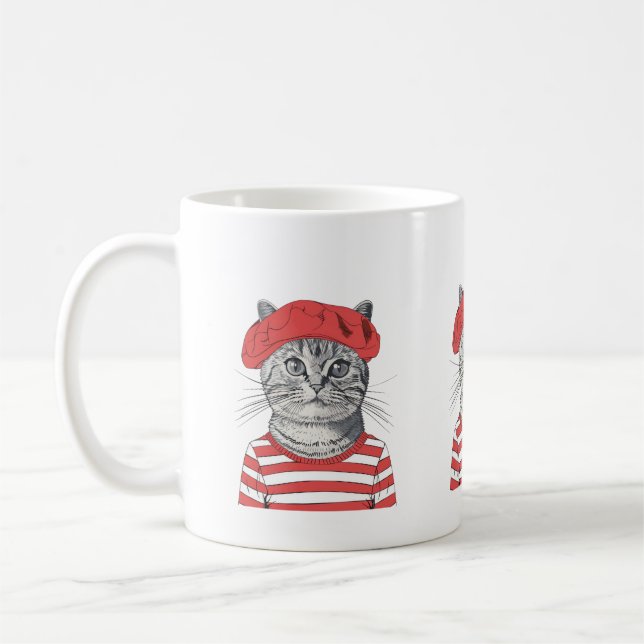 Chic Parisian Cat Mug (Left)