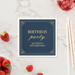 Chic Party Navy and Gold Gatsby Art deco Frame Napkin