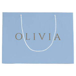 Chic  pastel blue   minimalist  monogram large gif gift bag