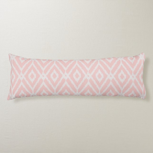 Chic pastel blush pink ikat tribal diamond pattern body cushion (Front)